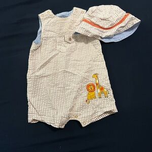 Striped Baby Romper with Hat
